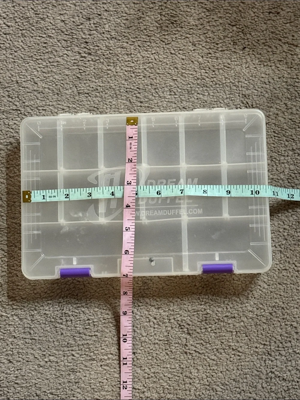 Dream Duffle Clear Plastic Storage Organizer Box with Purple Latches!